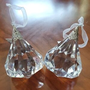 Faceted Crystal Ornaments with Silver Tops